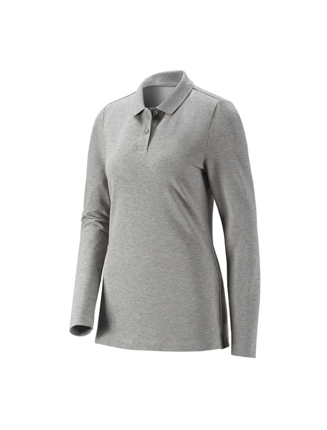 e.s. Piqué-Polo Longsleeve cotton stretch,Damen