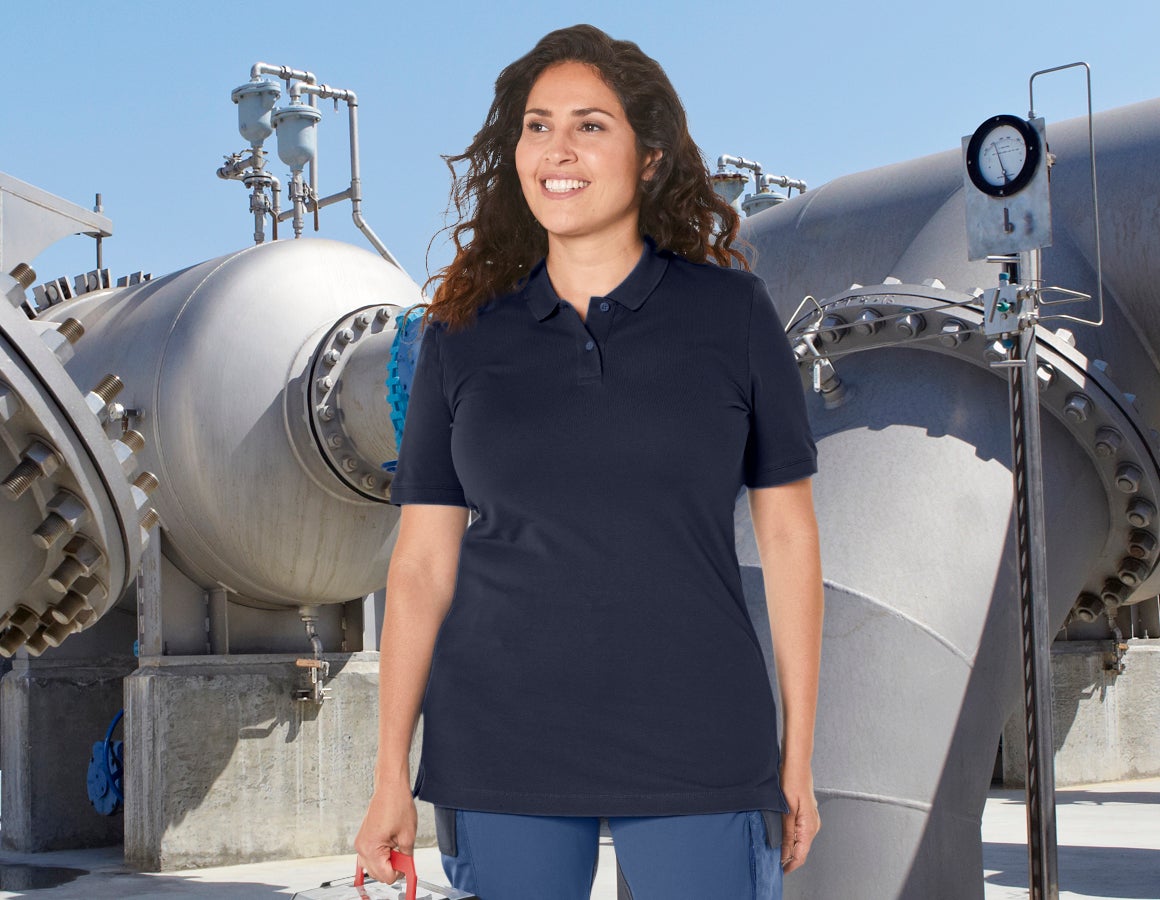 e.s. Piqué-Polo cotton stretch, Damen, plus fit