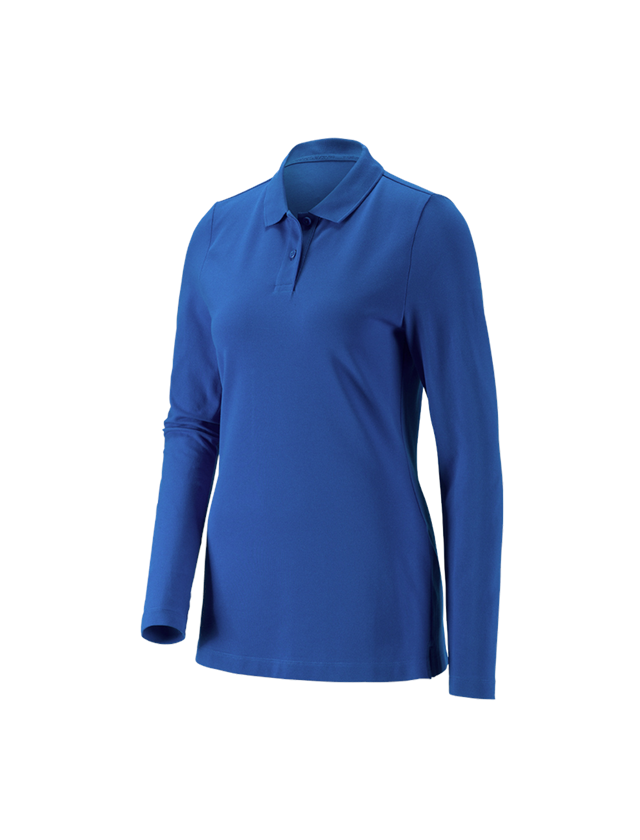 e.s. Piqué-Polo Longsleeve cotton stretch,Damen