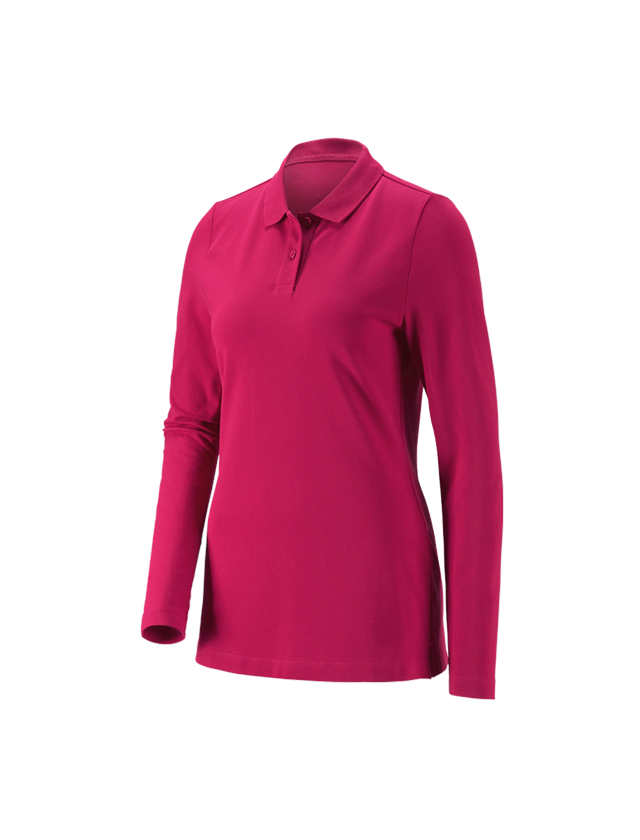 e.s. Piqué-Polo Longsleeve cotton stretch,Damen