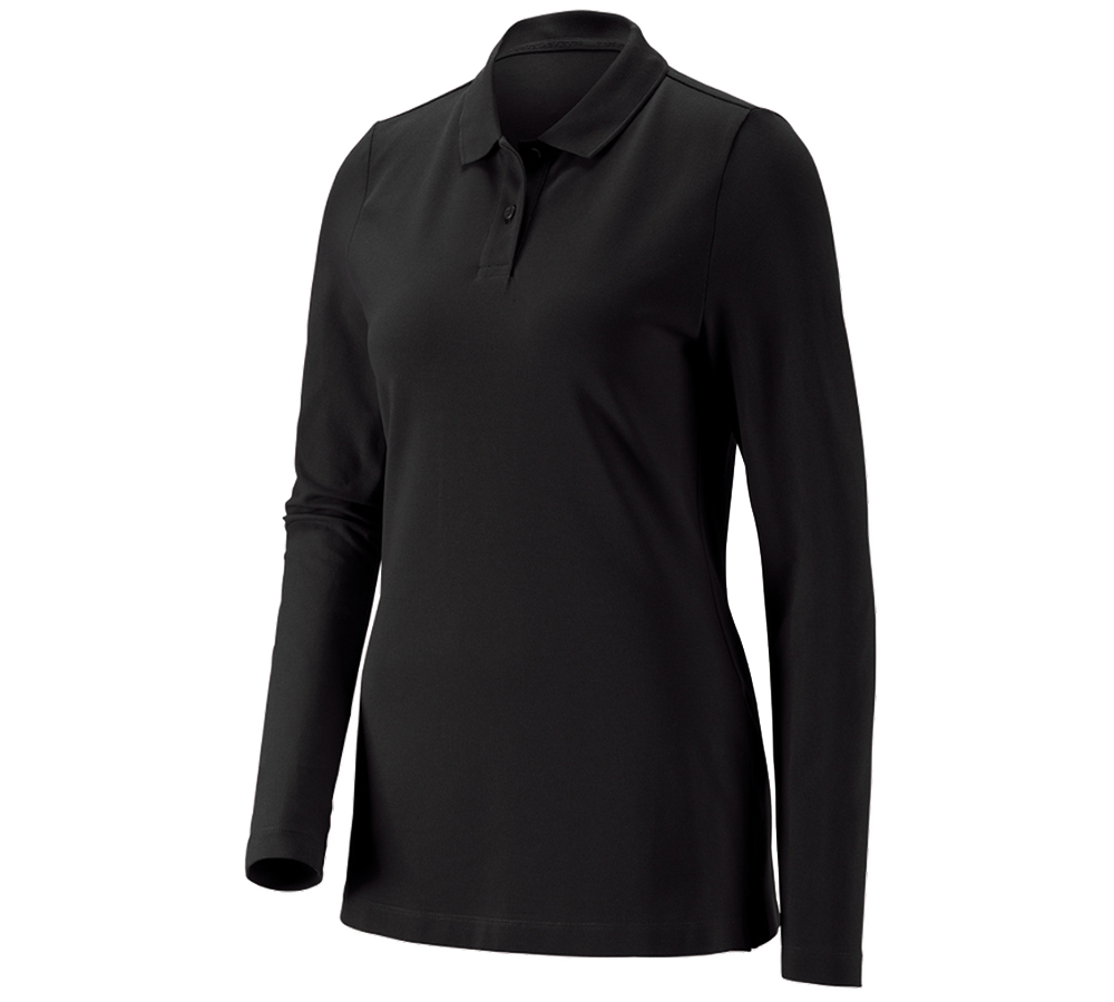 e.s. Piqué-Polo Longsleeve cotton stretch,Damen