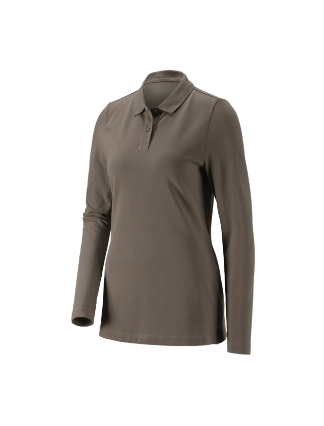 e.s. Piqué-Polo Longsleeve cotton stretch,Damen