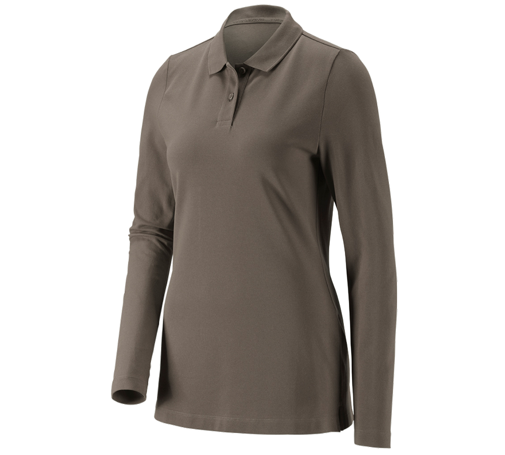 e.s. Piqué-Polo Longsleeve cotton stretch,Damen