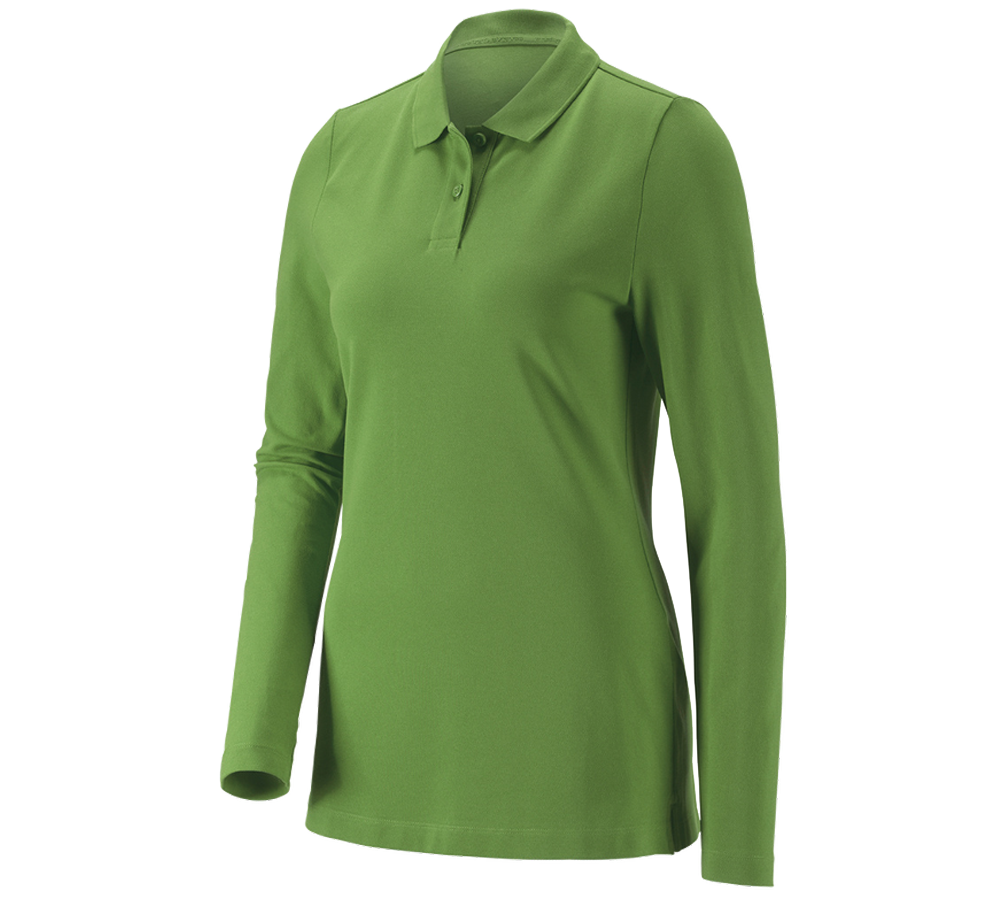 e.s. Piqué-Polo Longsleeve cotton stretch,Damen