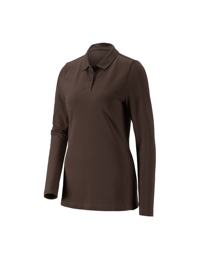 e.s. Piqué-Polo Longsleeve cotton stretch,Damen