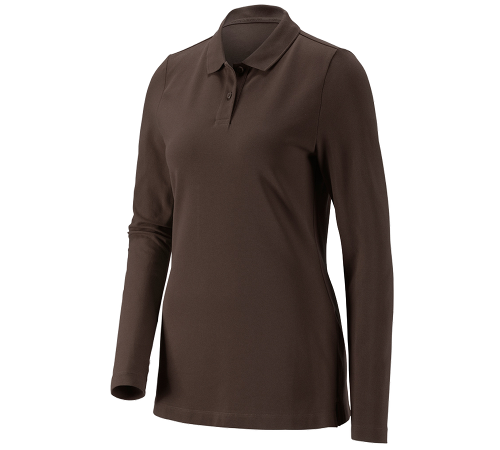 e.s. Piqué-Polo Longsleeve cotton stretch,Damen