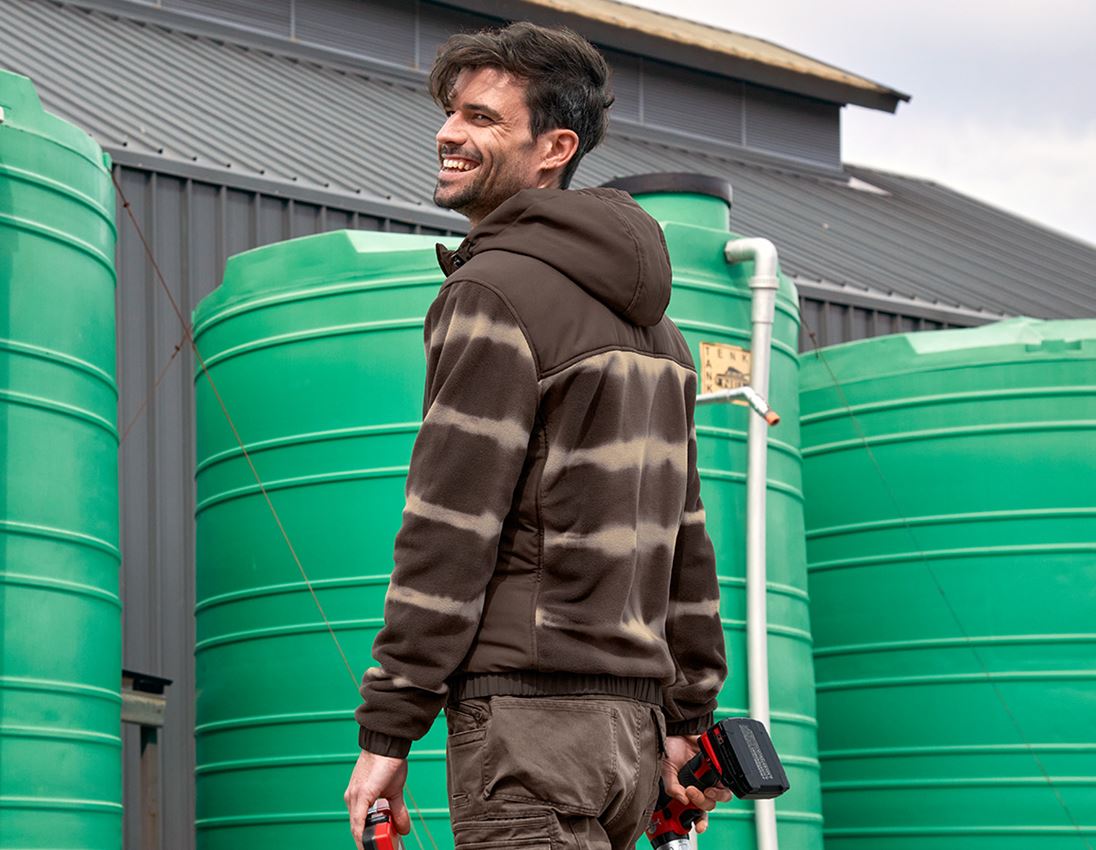 Hybrid Kapuzenfleecejacke tie-dye e.s.motion ten