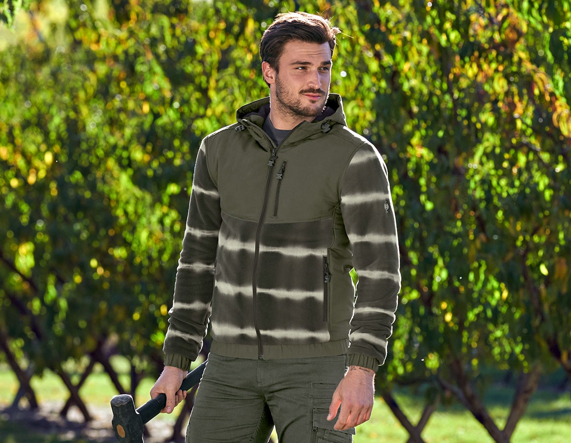 Hybrid Kapuzenfleecejacke tie-dye e.s.motion ten