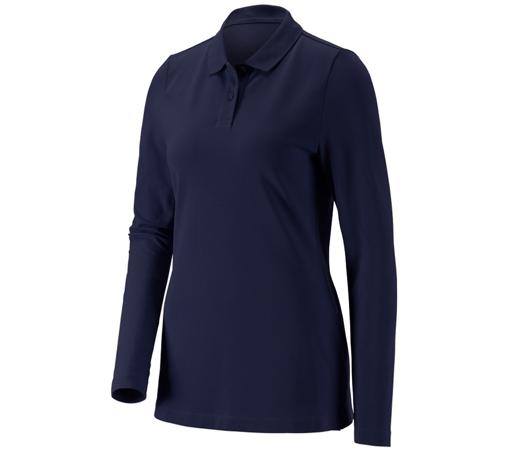 e.s. Piqué-Polo Longsleeve cotton stretch,Damen