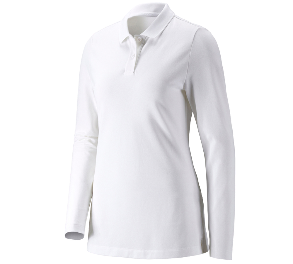e.s. Piqué-Polo Longsleeve cotton stretch,Damen