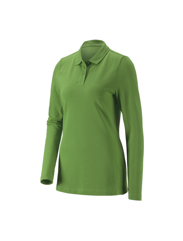 e.s. Piqué-Polo Longsleeve cotton stretch,Damen