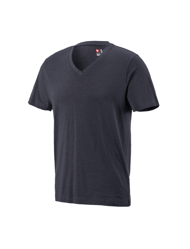 e.s. T-Shirt cotton slub V-Neck