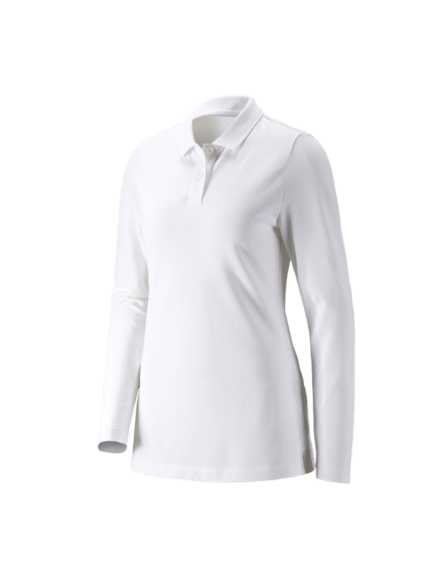 e.s. Piqué-Polo Longsleeve cotton stretch,Damen