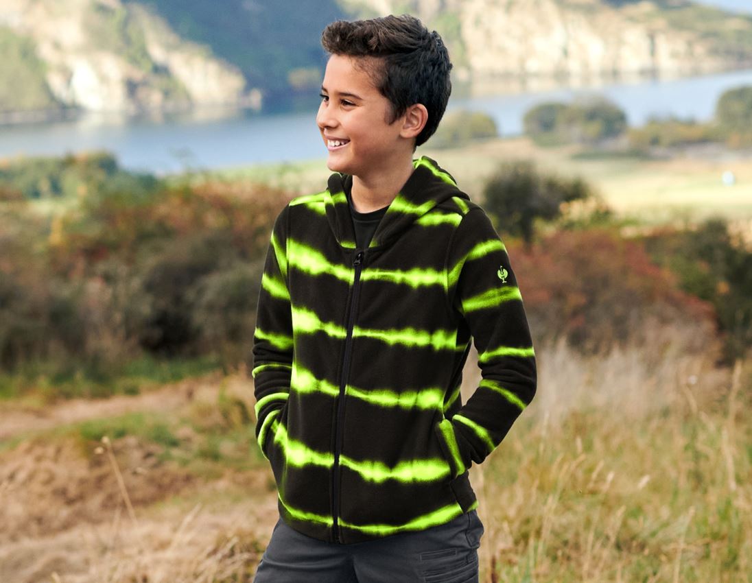 Kapuzenfleecejacke tie-dye e.s.motion ten, Kinder