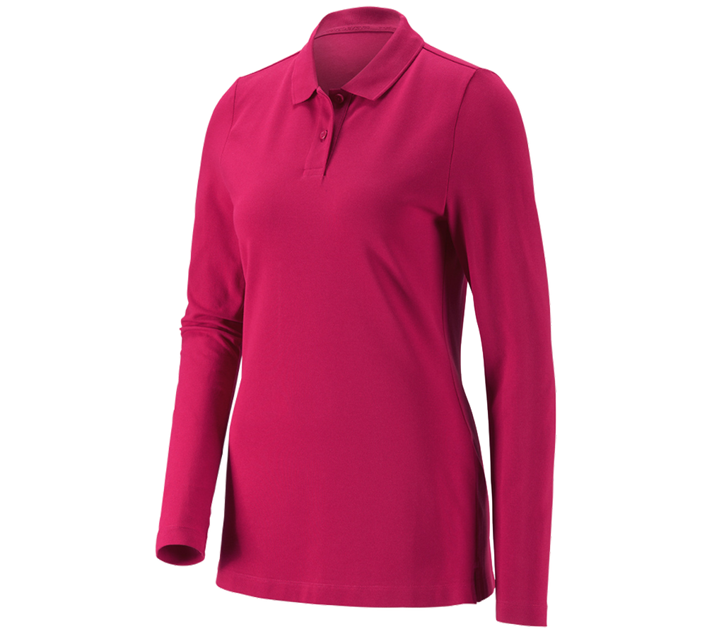 e.s. Piqué-Polo Longsleeve cotton stretch,Damen