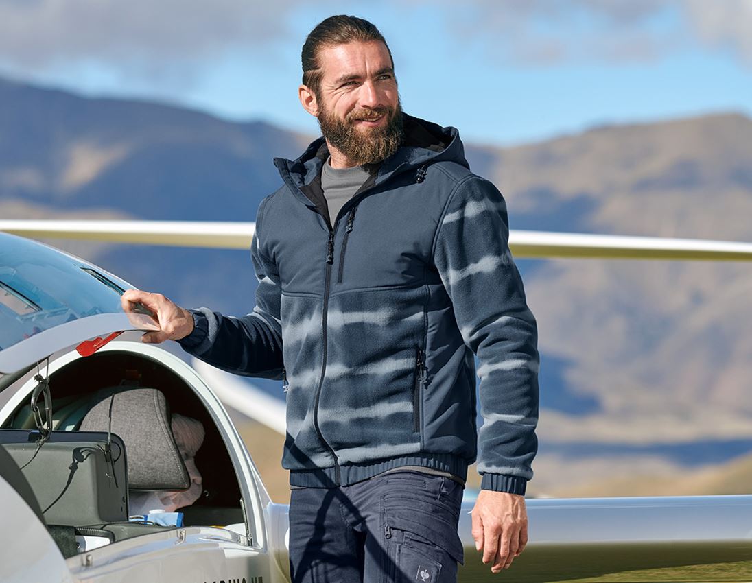 Hybrid Kapuzenfleecejacke tie-dye e.s.motion ten