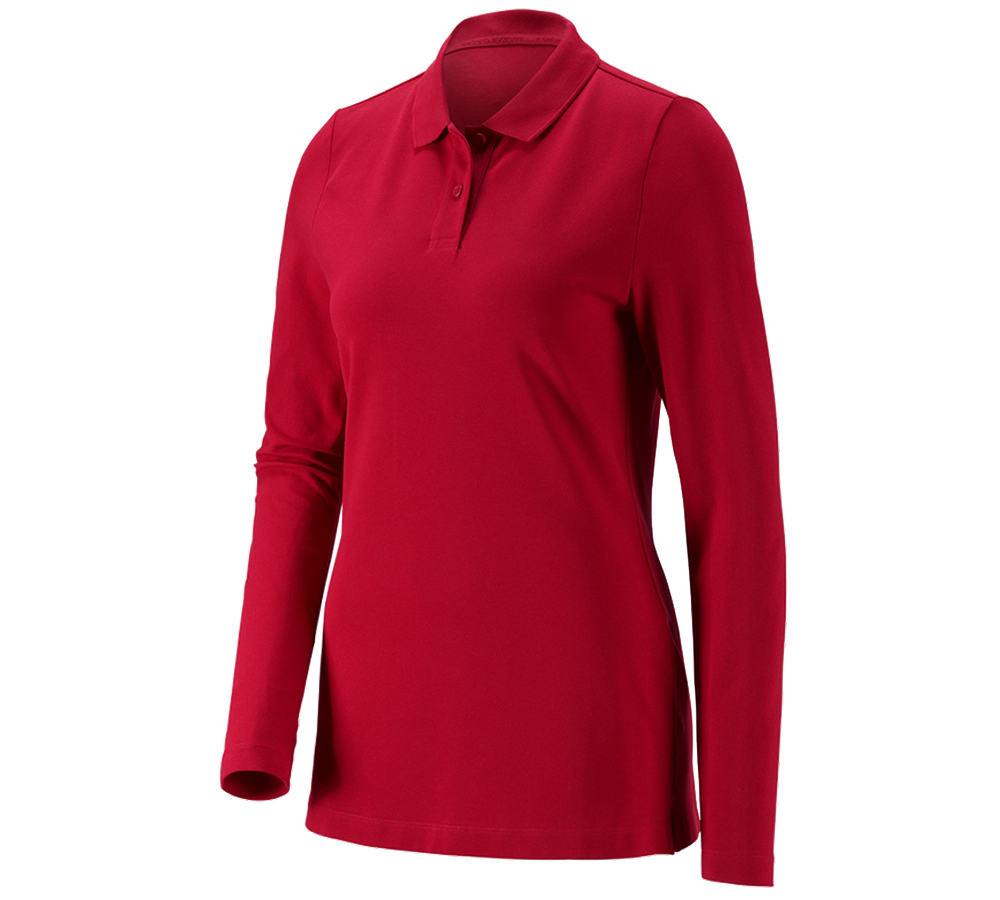 e.s. Piqué-Polo Longsleeve cotton stretch,Damen