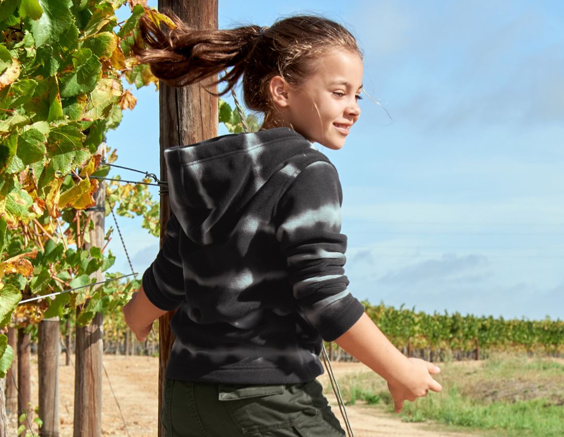 Kapuzenfleecejacke tie-dye e.s.motion ten, Kinder