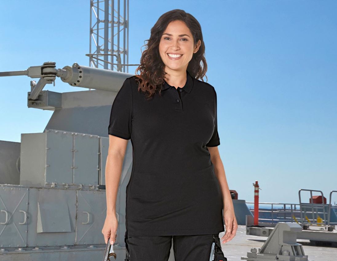 e.s. Piqué-Polo cotton stretch, Damen, plus fit