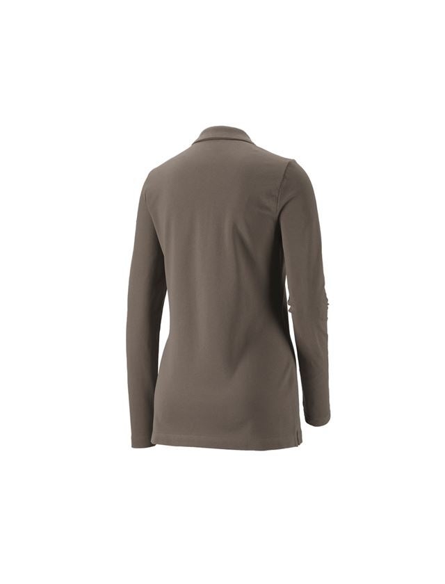 e.s. Piqué-Polo Longsleeve cotton stretch,Damen
