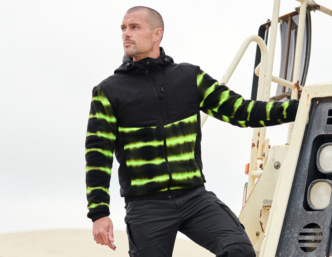 Hybrid Kapuzenfleecejacke tie-dye e.s.motion ten