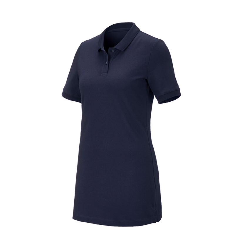 e.s. Piqué-Polo cotton stretch, Damen, long fit
