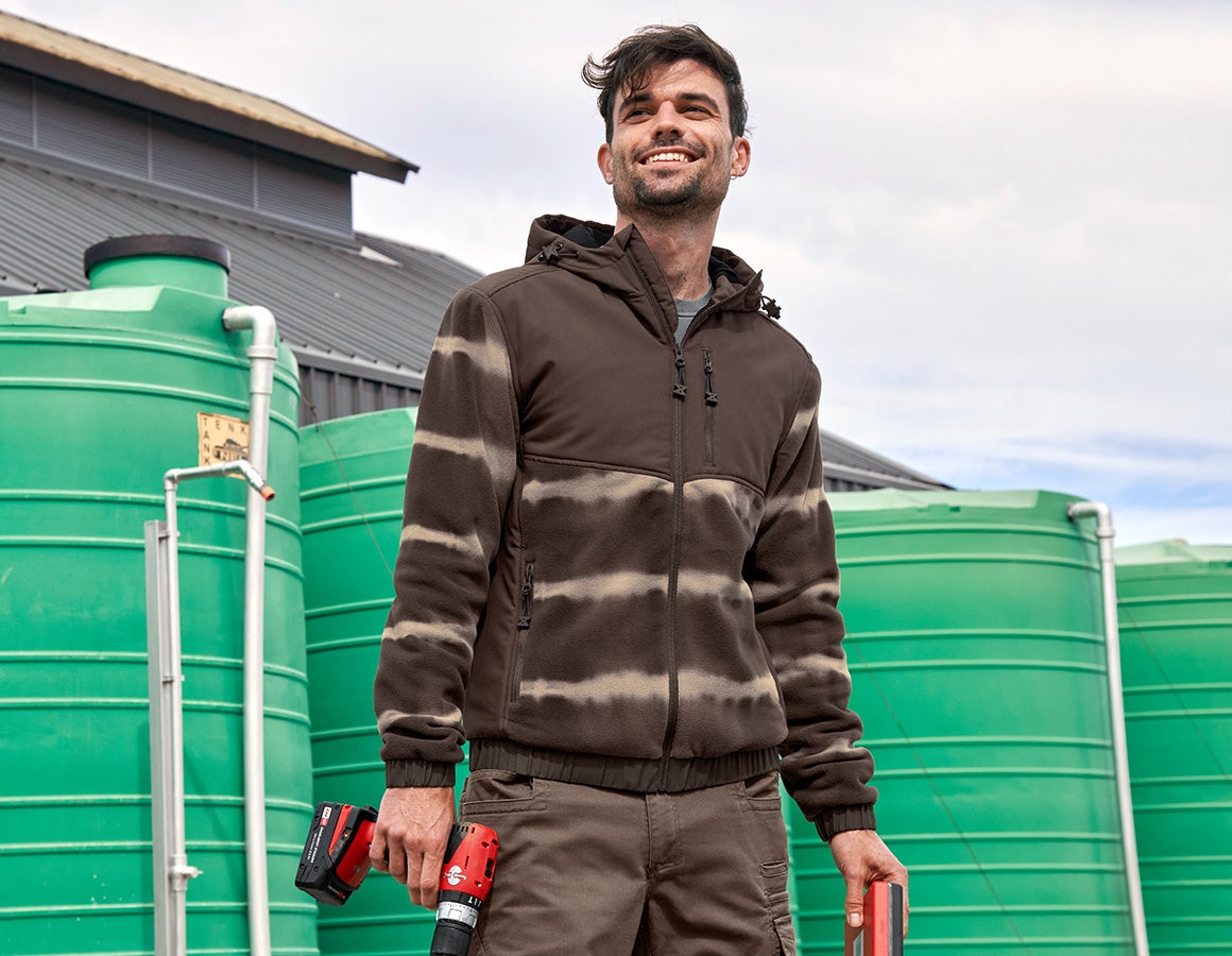 Hybrid Kapuzenfleecejacke tie-dye e.s.motion ten