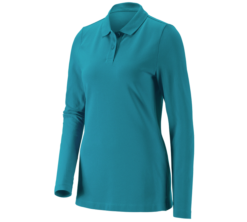 e.s. Piqué-Polo Longsleeve cotton stretch,Damen