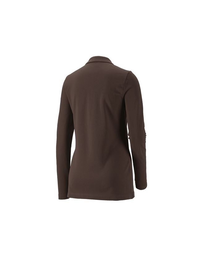 e.s. Piqué-Polo Longsleeve cotton stretch,Damen