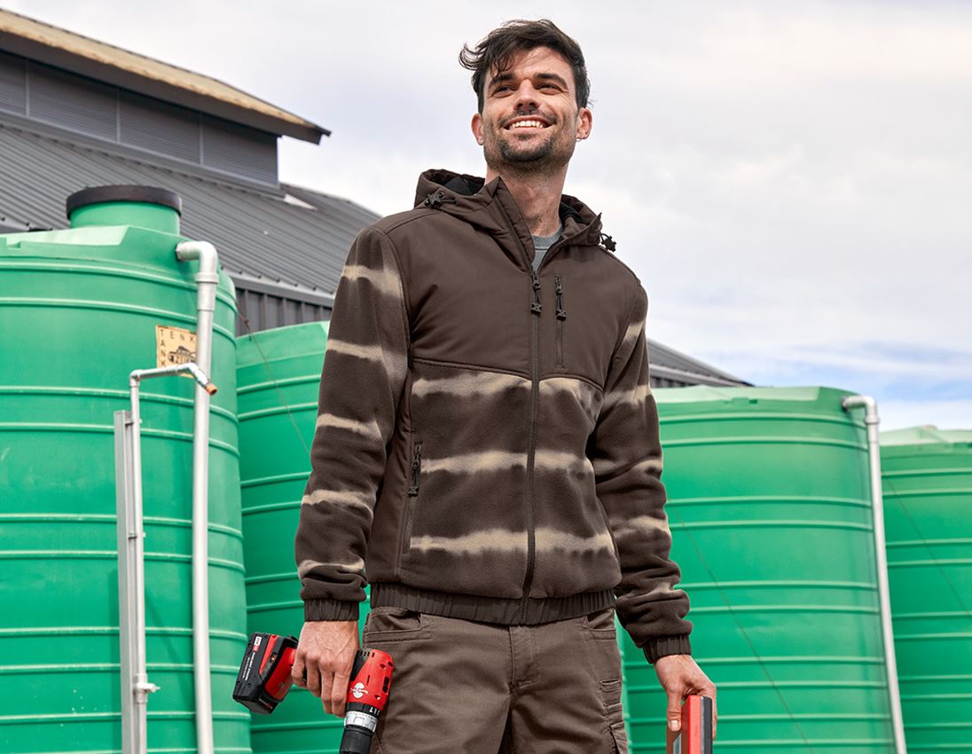 Hybrid Kapuzenfleecejacke tie-dye e.s.motion ten