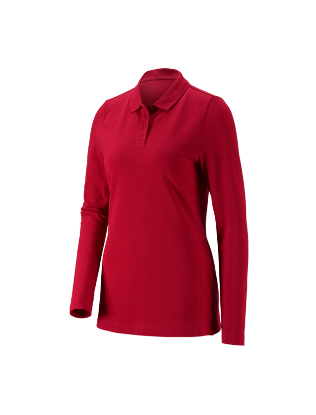 e.s. Piqué-Polo Longsleeve cotton stretch,Damen