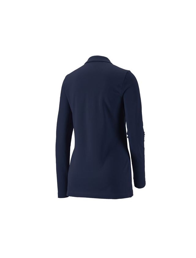 e.s. Piqué-Polo Longsleeve cotton stretch,Damen