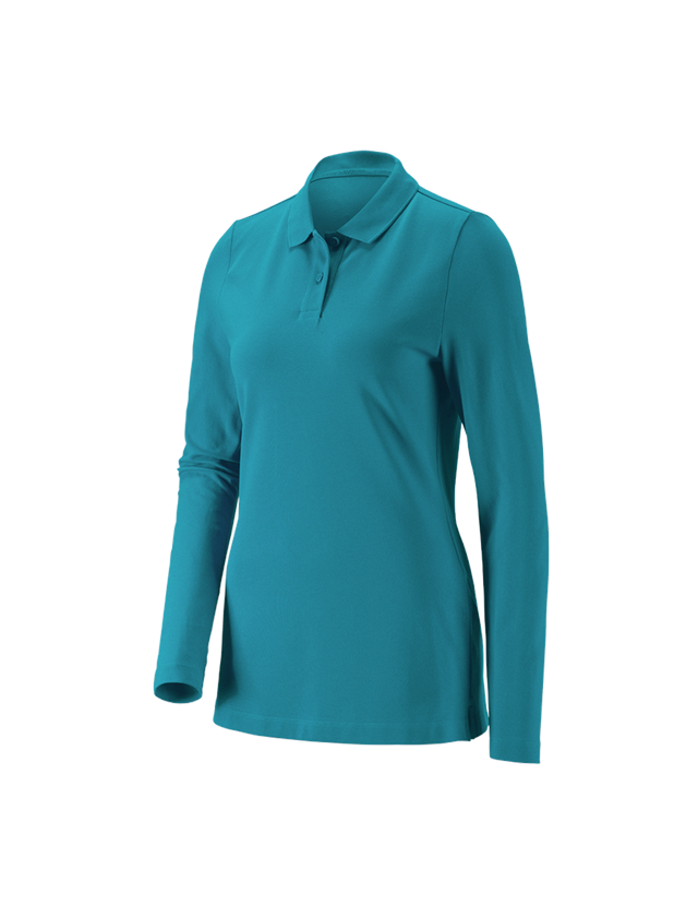 e.s. Piqué-Polo Longsleeve cotton stretch,Damen