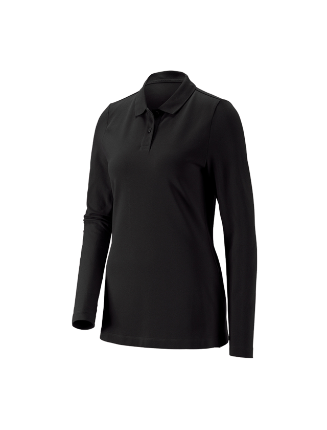 e.s. Piqué-Polo Longsleeve cotton stretch,Damen