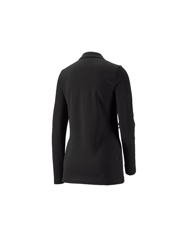 e.s. Piqué-Polo Longsleeve cotton stretch,Damen