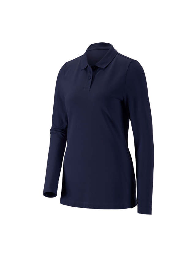 e.s. Piqué-Polo Longsleeve cotton stretch,Damen