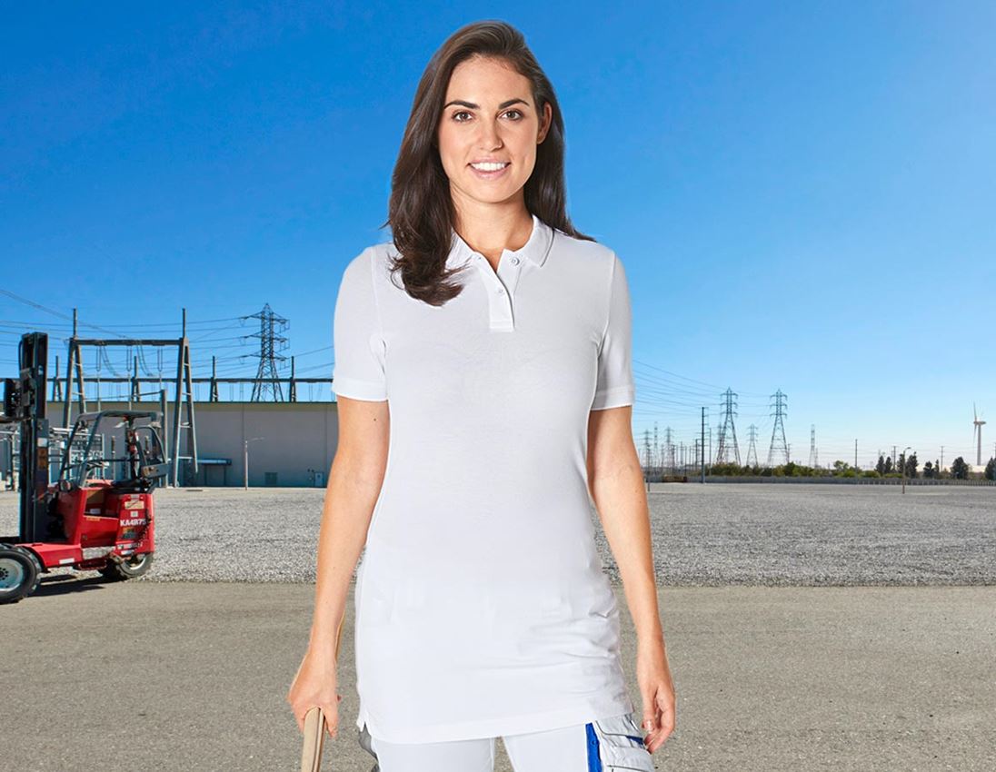 e.s. Piqué-Polo cotton stretch, Damen, long fit
