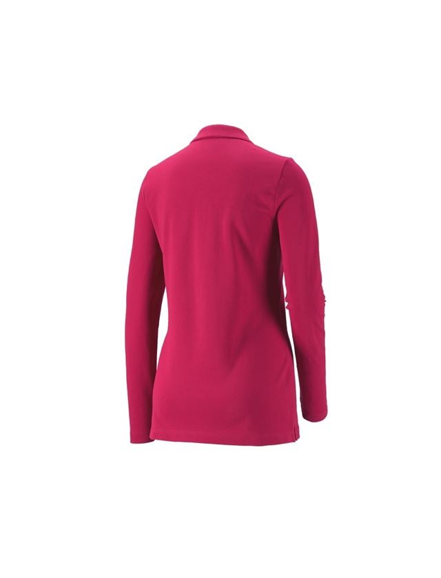 e.s. Piqué-Polo Longsleeve cotton stretch,Damen