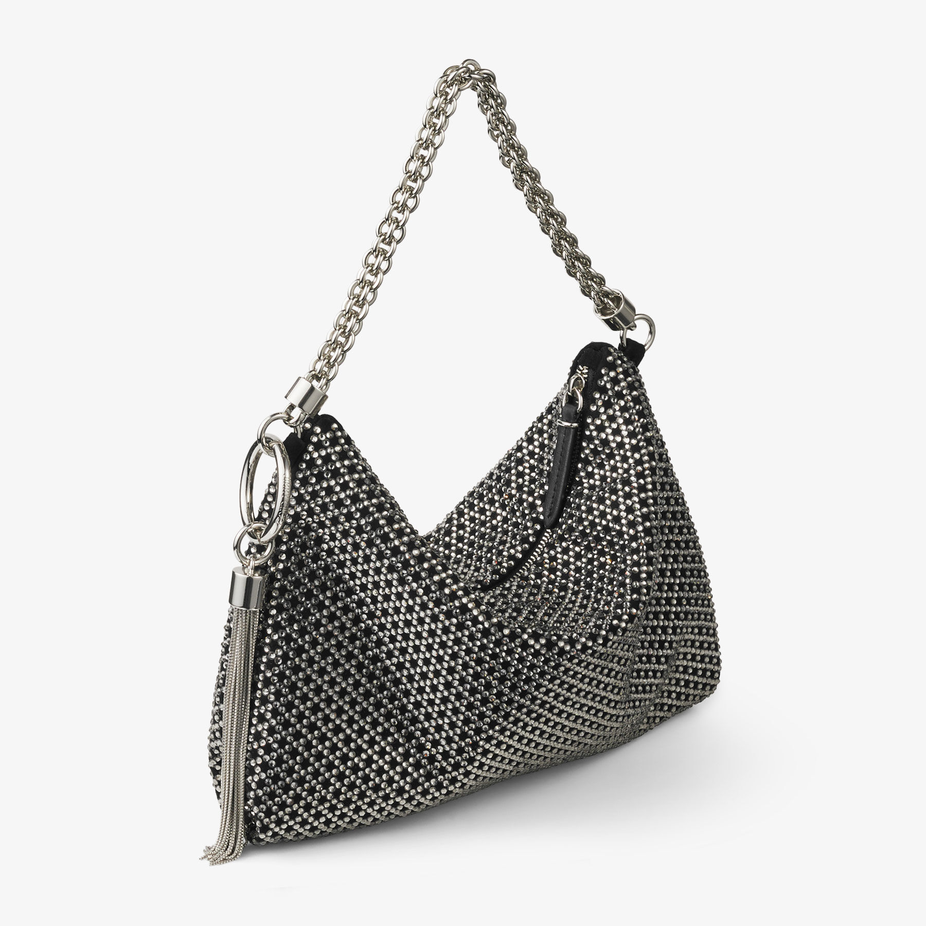 Callie Black Diamond Motif Crystal Hotfix on Suede Clutch Bag