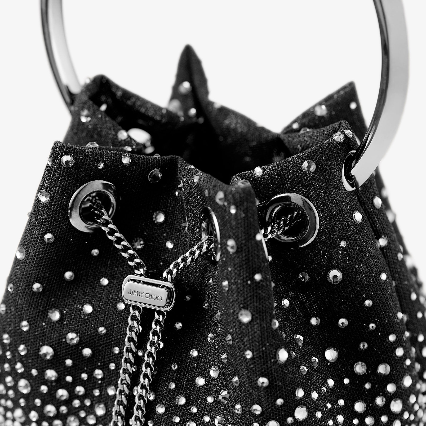 Bon Bon Black Crystal Mesh Bag