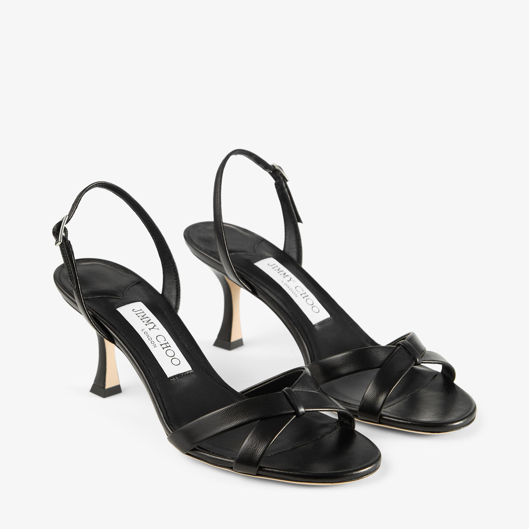 Elsy 70 Black Nappa Leather Crossover Slingback