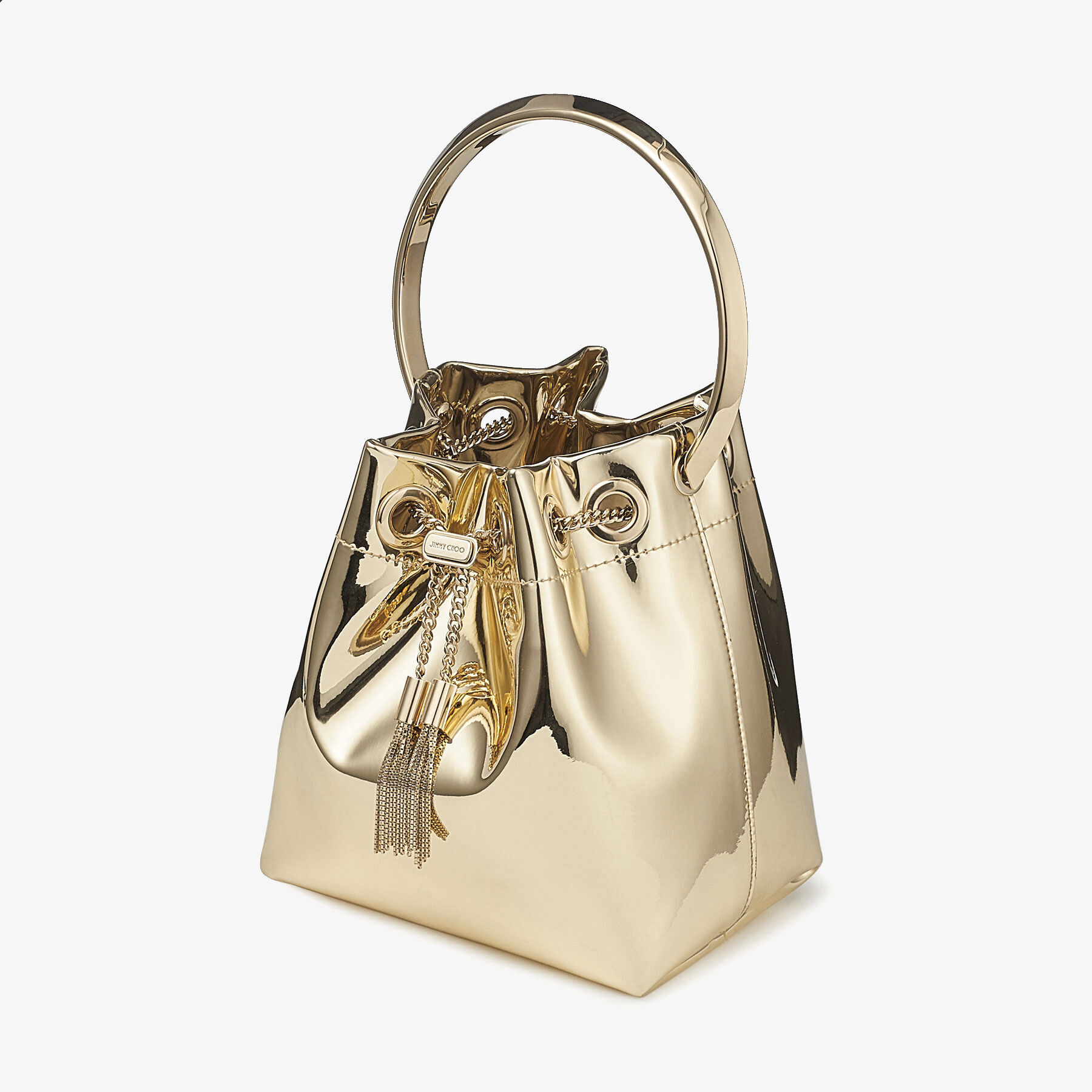 Bon Bon Gold Mirror Fabric Mini Bag with Metal Handle