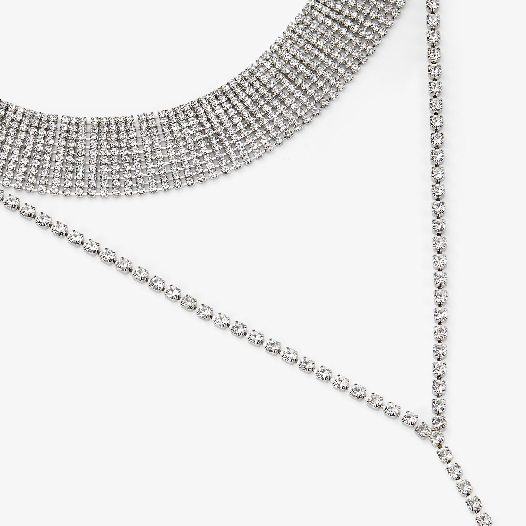 Saeda Necklace Silver-Finish Metal Chain Necklace with Crystal