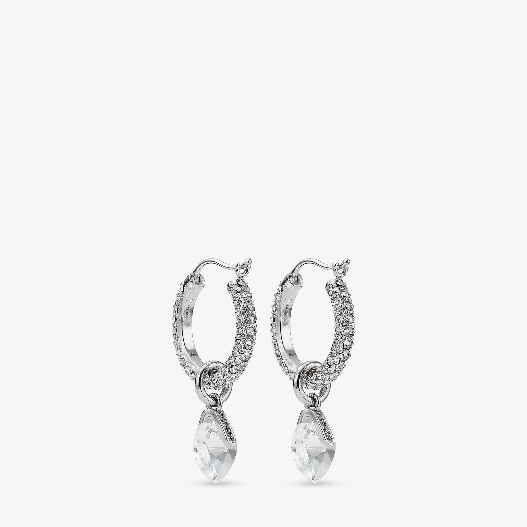Heart Hoops Silver-Finish Heart Hoop Earrings with Crystals