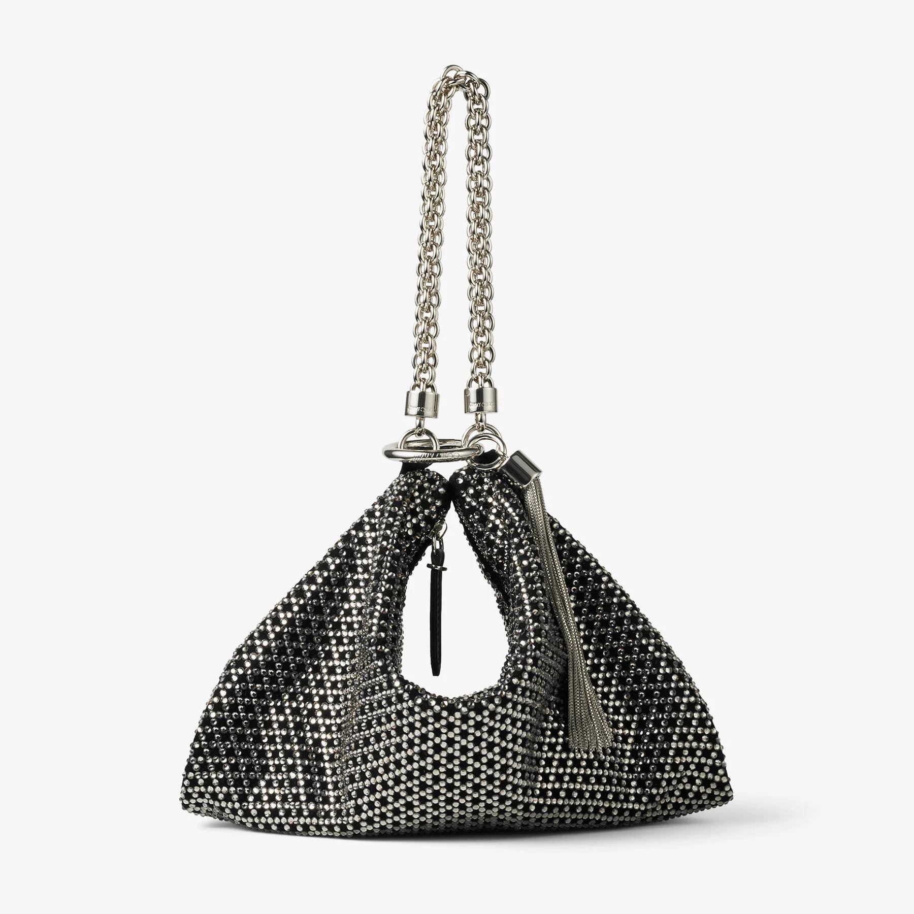 Callie Black Diamond Motif Crystal Hotfix on Suede Clutch Bag