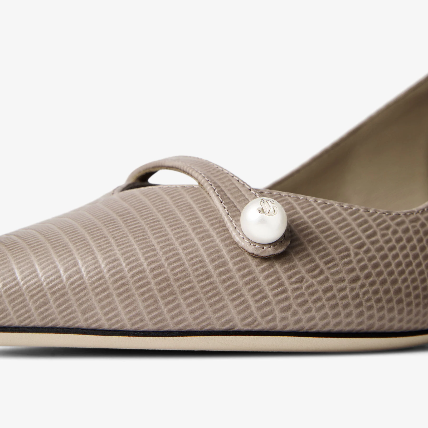 Amita 45 Taupe Lizard Printed Leather Pumps