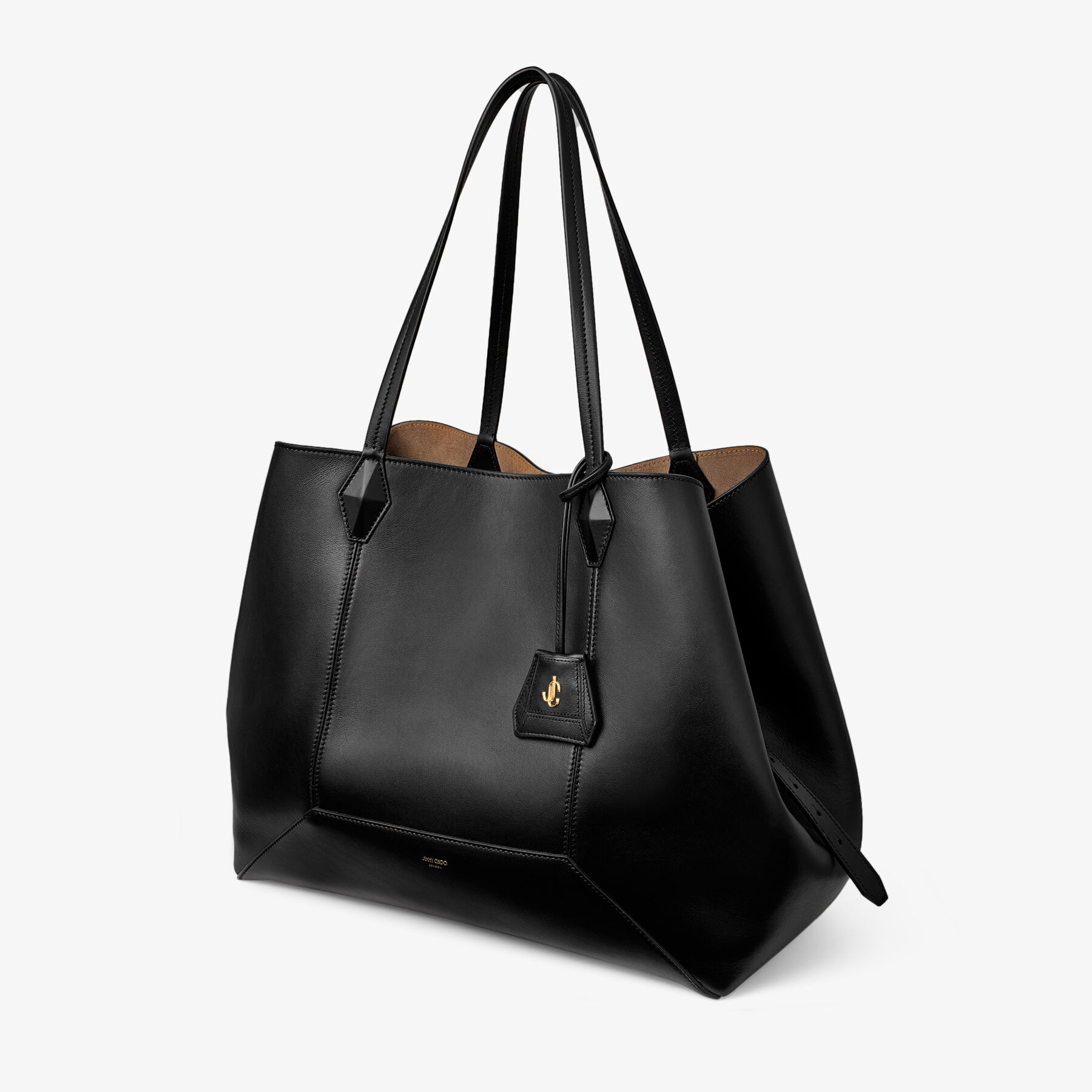 Diamond Tote L Black Calf Leather Tote Bag