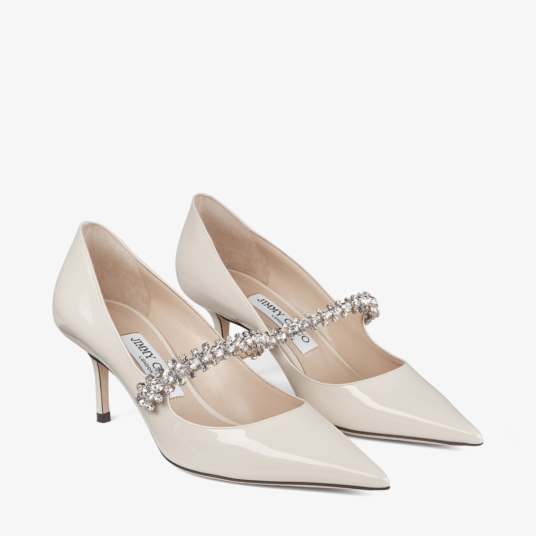 Bing Pump 65 Linen Patent Leather Pumps with Crystals
