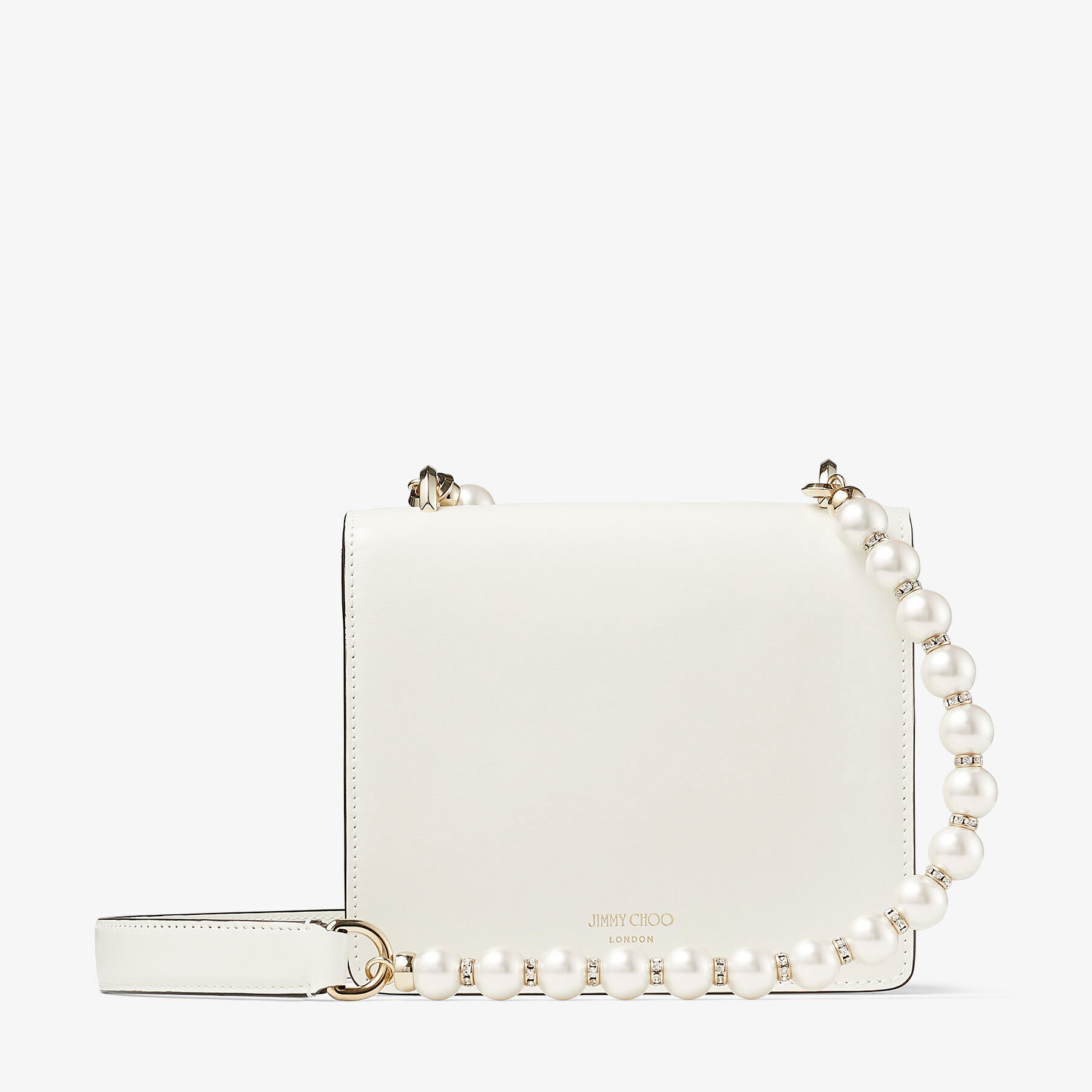Avenue Quad XS Latte Leather Shoulder Bag with Pearl Strap