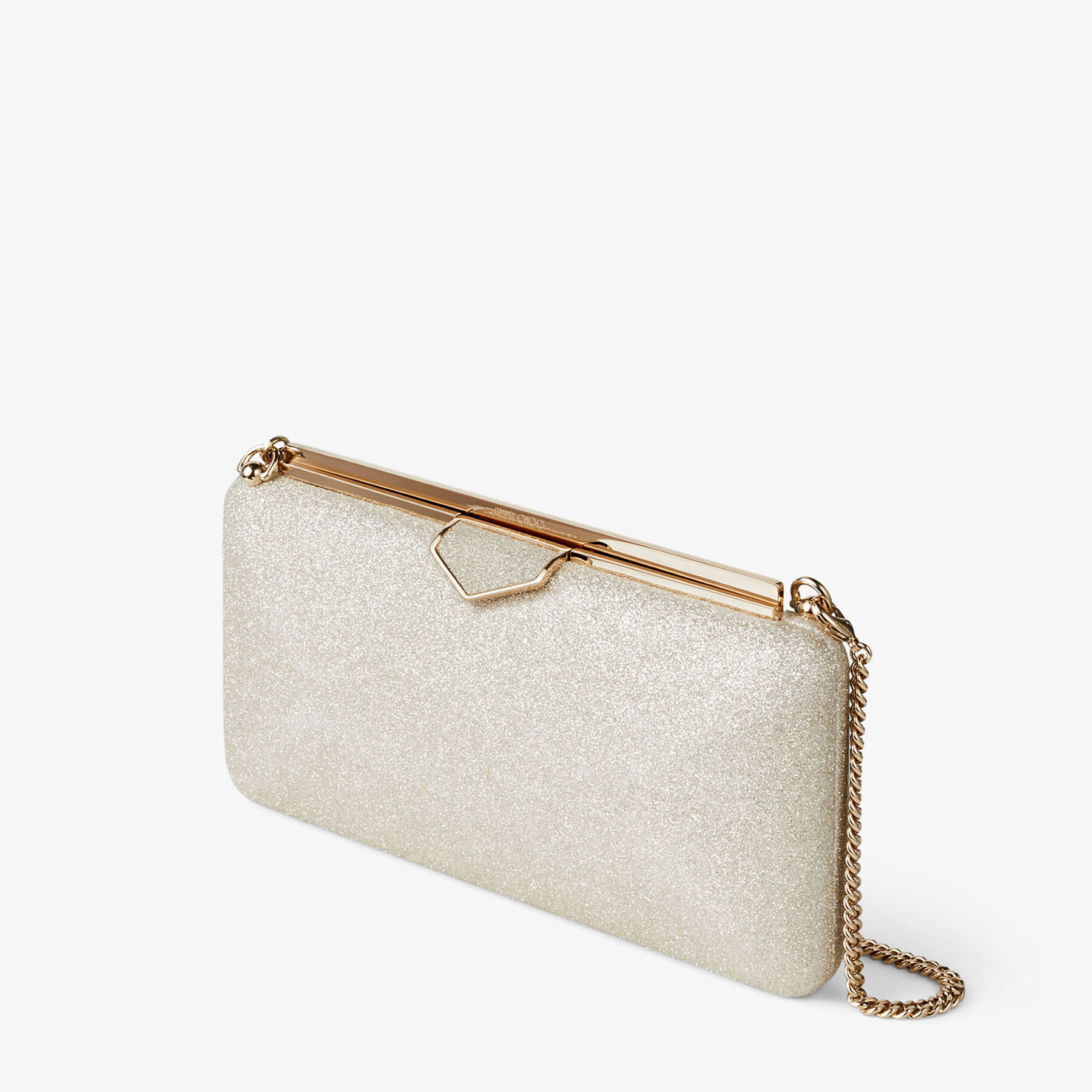 Ellipse Platinum Ice Dusty Glitter Clutch Bag